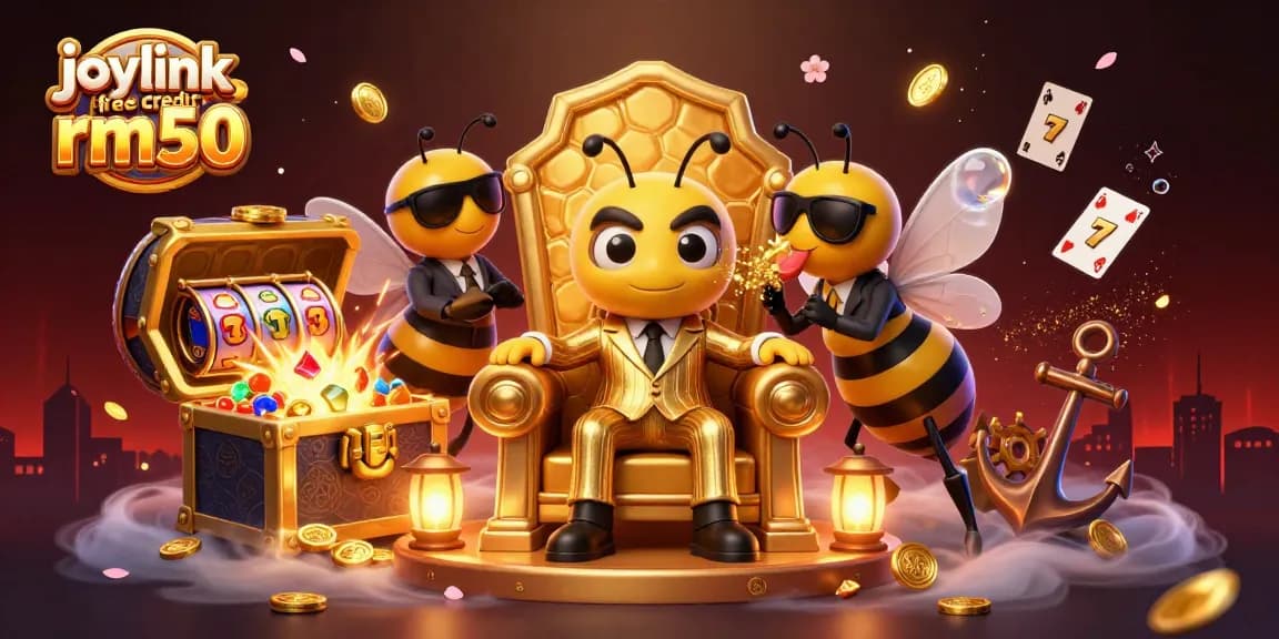 Experience the excitement of joylink free credit rm50 with animated slot reels and vibrant casino elements.