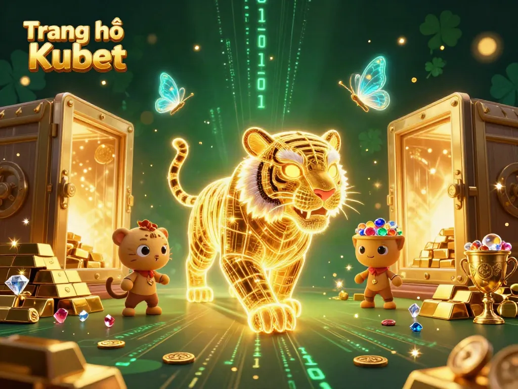 Experience the magic of Trang chủ Kubet with a vibrant 3D illustration showcasing casino wealth and excitement.