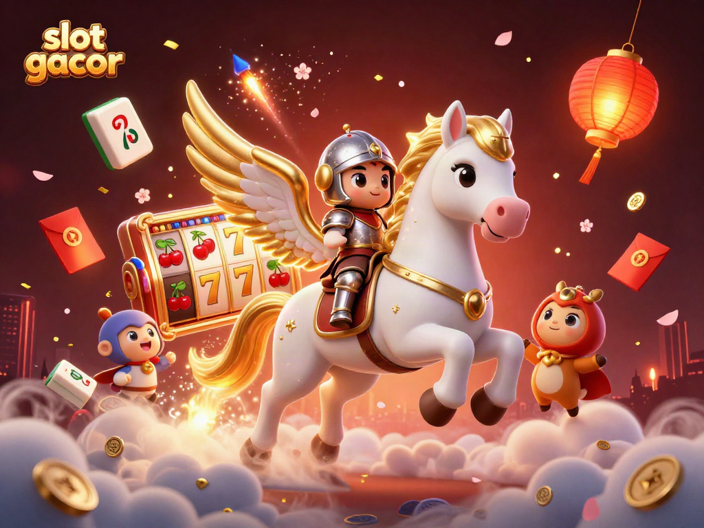 Experience thrilling slot gacor action with glowing jackpot reels, coins, and vibrant symbols in a captivating scene.