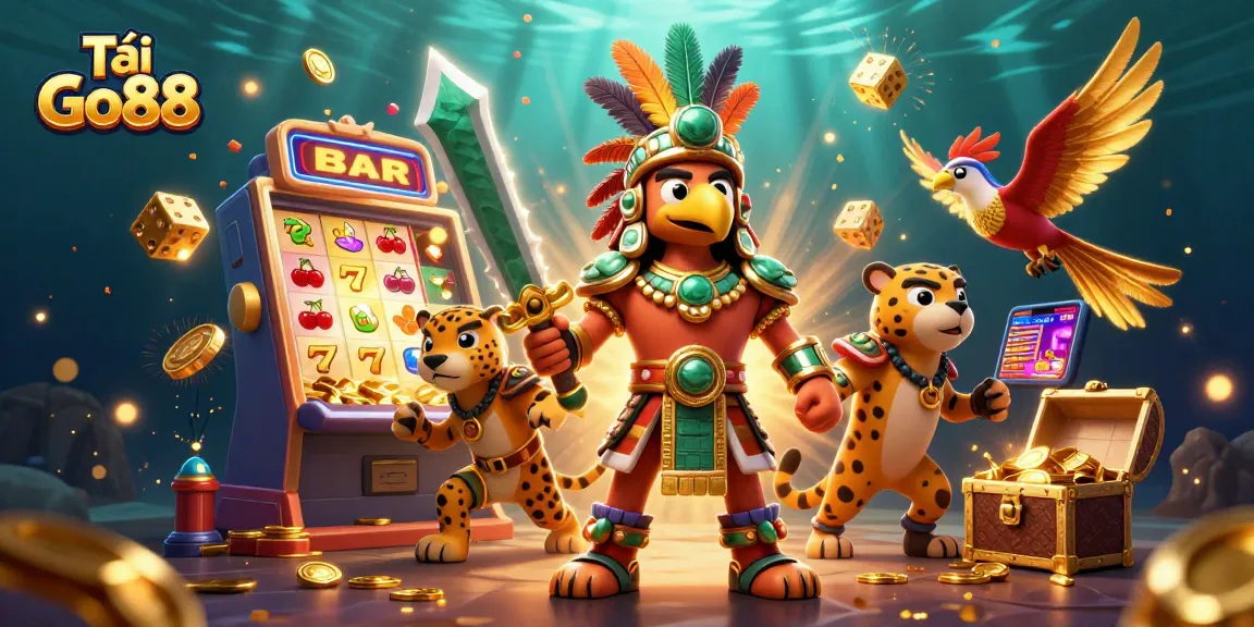 Play exciting games with Tải Go88 as colorful casino elements burst around vibrant characters.