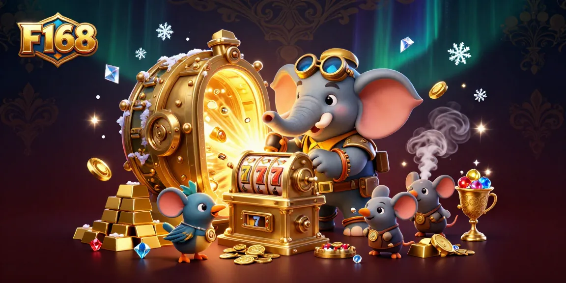 Experience entertainment at F168 with a steampunk elephant winning at classic slots.