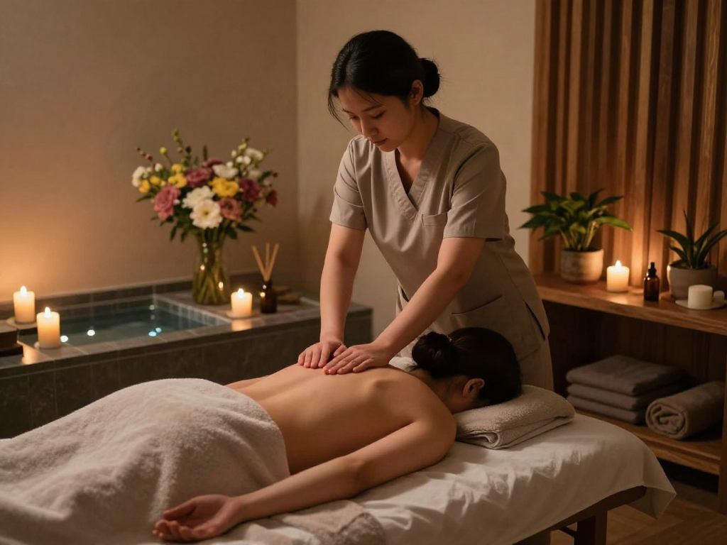 Enjoy a tranquil 송도출장안마 with a professional therapist in a serene spa setting.