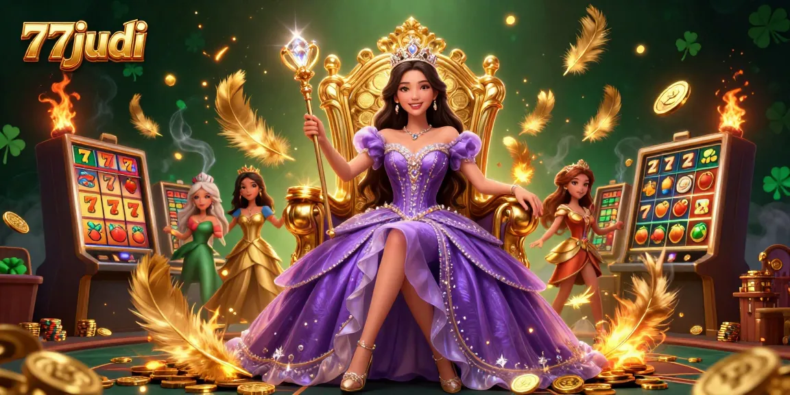 Play thrilling casino games at 77judi, featuring vibrant slots and regal ambiance.